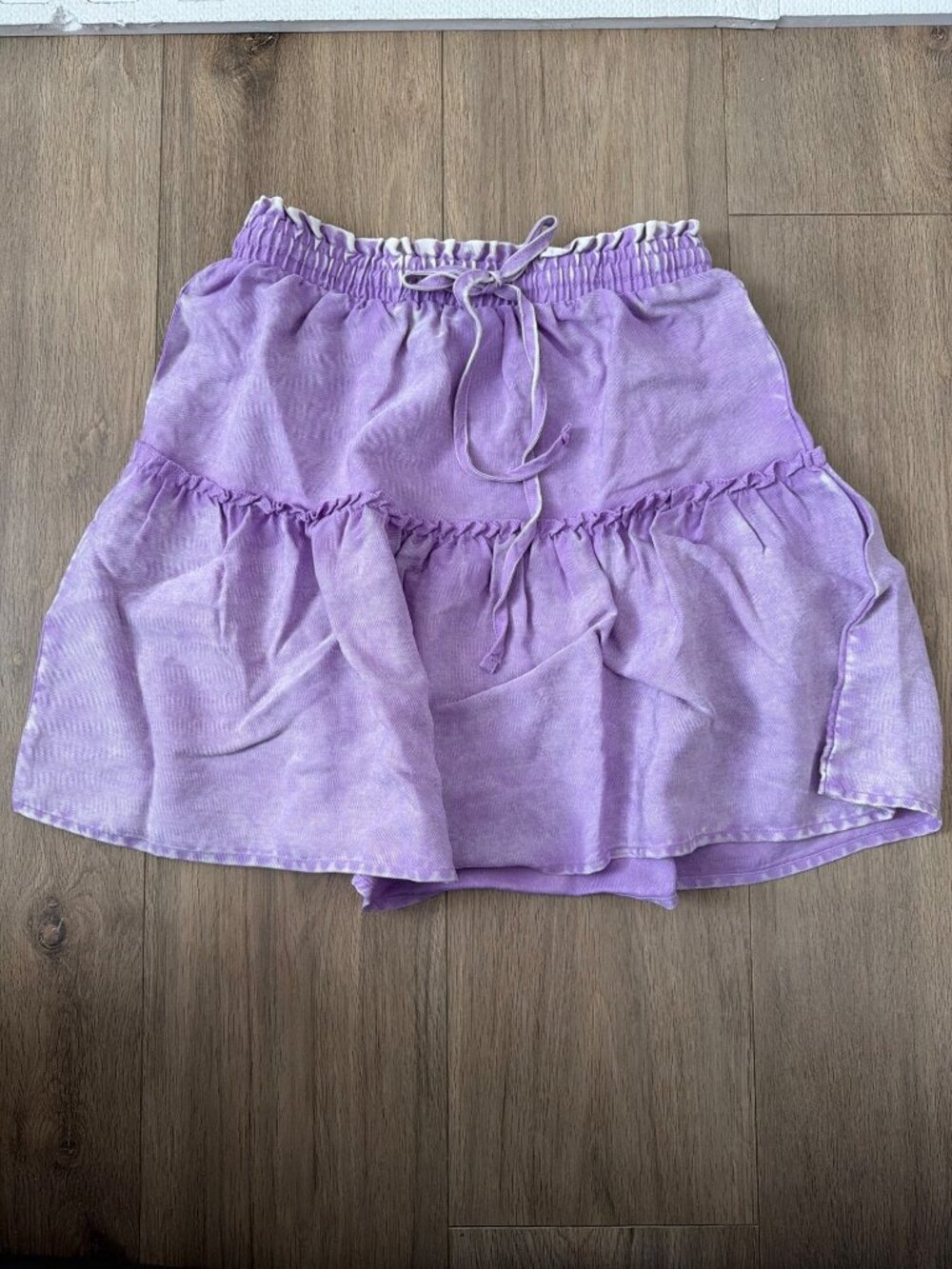 Zenana Lilac Tencel Elastic Waist Ruffled Tiered Mini Skirt Size S